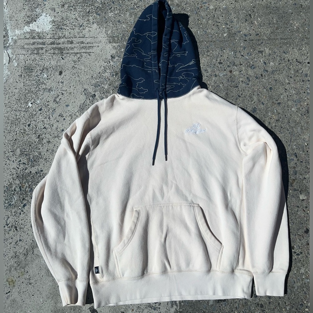 100 Thieves Foundations Geoprint Hoodie Cream Blue M
